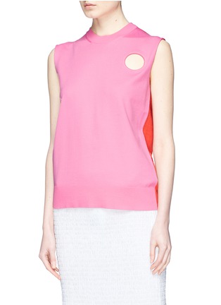 Detail View - Click To Enlarge - CALVIN KLEIN 205W39NYC - 'Cowboy Boots' scarf knot cutout sleeveless knit top