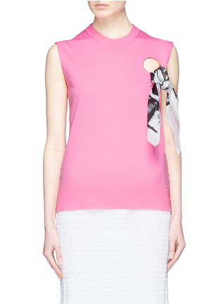 Main View - Click To Enlarge - CALVIN KLEIN 205W39NYC - 'Cowboy Boots' scarf knot cutout sleeveless knit top