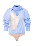 Main View - Click To Enlarge - ALEXANDER WANG - Pinstripe shirt panel satin bodysuit