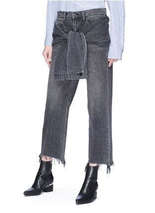 Front View - Click To Enlarge - ALEXANDER WANG - Detachable sleeve tie cropped jeans