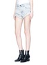 Front View - Click To Enlarge - ALEXANDER WANG - 'Hike' distressed roll cuff denim shorts