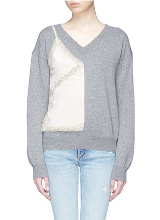 Main View - Click To Enlarge - ALEXANDER WANG - Satin camisole top wool blend sweater