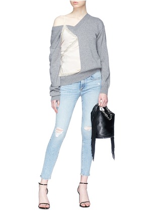 Figure View - Click To Enlarge - ALEXANDER WANG - Satin camisole top wool blend sweater