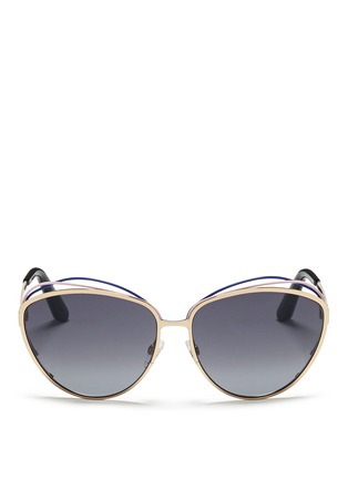 Main View - Click To Enlarge - DIOR - 'Songe' rubber twist brow bar metal sunglasses