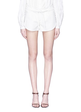 Main View - Click To Enlarge - SAINT LAURENT - Lace-up outseam lambskin leather shorts