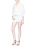 Figure View - Click To Enlarge - SAINT LAURENT - Lace-up outseam lambskin leather shorts