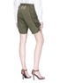 Back View - Click To Enlarge - SAINT LAURENT - Lace-up panel gabardine military shorts