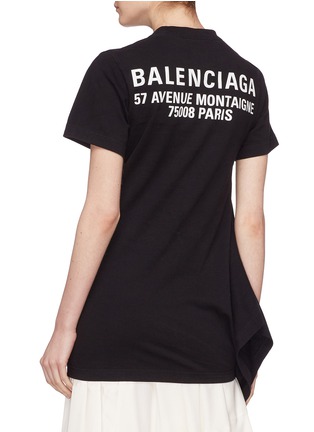 Detail View - Click To Enlarge - BALENCIAGA - Convertible hem slogan print T-shirt