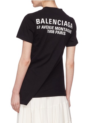 Back View - Click To Enlarge - BALENCIAGA - Convertible hem slogan print T-shirt