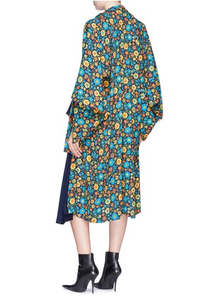 Detail View - Click To Enlarge - BALENCIAGA - Floral print kimono overlay logo jacquard kaftan dress