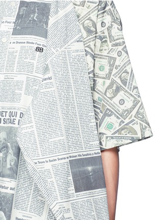  - BALENCIAGA - Newspaper dollar bill print convertible layered shirt