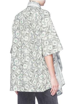 Back View - Click To Enlarge - BALENCIAGA - Newspaper dollar bill print convertible layered shirt