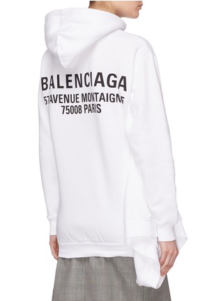 Detail View - Click To Enlarge - BALENCIAGA - Convertible hem slogan print hoodie