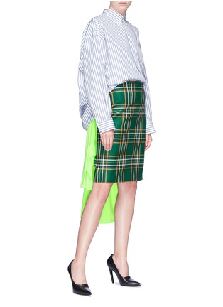 Figure View - Click To Enlarge - BALENCIAGA - Tartan plaid virgin wool pencil skirt