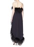 Back View - Click To Enlarge - SAINT LAURENT - Ostrich feather trim high-low strapless dress