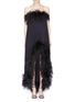 Main View - Click To Enlarge - SAINT LAURENT - Ostrich feather trim high-low strapless dress