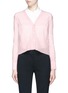 Main View - Click To Enlarge - THOM BROWNE  - Stripe sleeve cropped V-neck silk cardigan