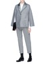 Figure View - Click To Enlarge - THOM BROWNE  - Fur collar pleated tulle cape