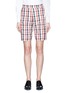 Main View - Click To Enlarge - THOM BROWNE  - Lace-up outseam check plaid Bermuda shorts