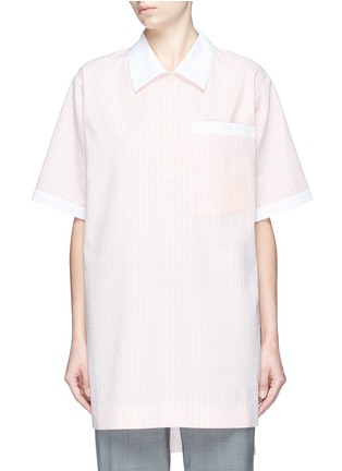 Main View - Click To Enlarge - THOM BROWNE  - Seersucker mini polo dress