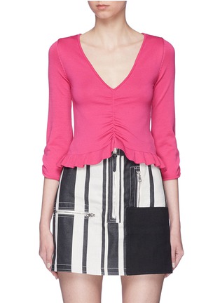 Main View - Click To Enlarge - TOPSHOP - Ruffle hem ruched knit top