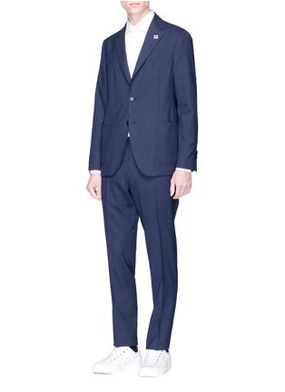 Front View - Click To Enlarge - LARDINI - 'Easy Wear' packable micro check wool suit