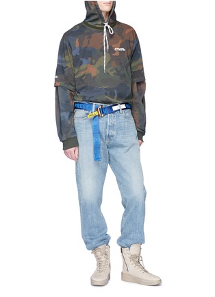 Figure View - Click To Enlarge - HERON PRESTON - Cyrillic letter intarsia camouflage print hoodie