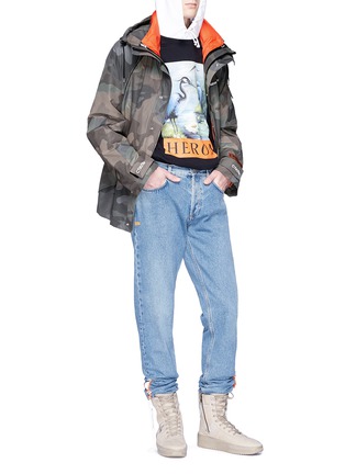 Figure View - Click To Enlarge - HERON PRESTON - Two-in-one camouflage print hooded jacket