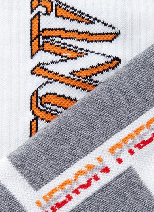 Detail View - Click To Enlarge - HERON PRESTON - 'Angel' intarsia double cuff socks