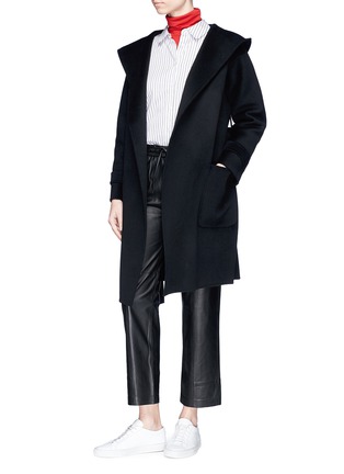 Figure View - Click To Enlarge - CHRIS RAN LIN - Hooded wool-cashmere melton coat