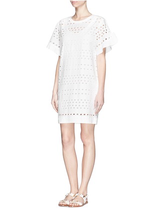 Figure View - Click To Enlarge - SEE BY CHLOÉ - Eyelet cutout cotton poplin dress