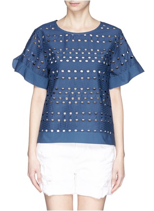 Main View - Click To Enlarge - SEE BY CHLOÉ - Ruffle sleeve eyelet top