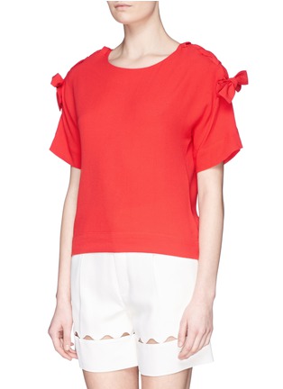 Front View - Click To Enlarge - SEE BY CHLOÉ - Ribbon trim textured crepe top