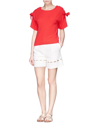 Figure View - Click To Enlarge - SEE BY CHLOÉ - Ribbon trim textured crepe top