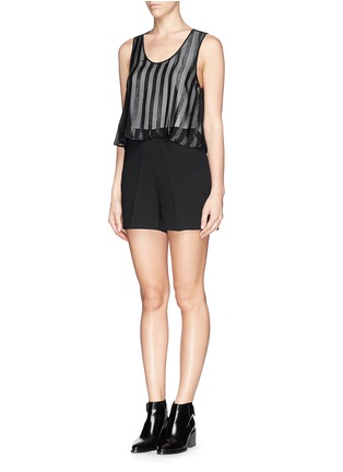 Front View - Click To Enlarge - SANDRO - Sheer Bengal stripe romper