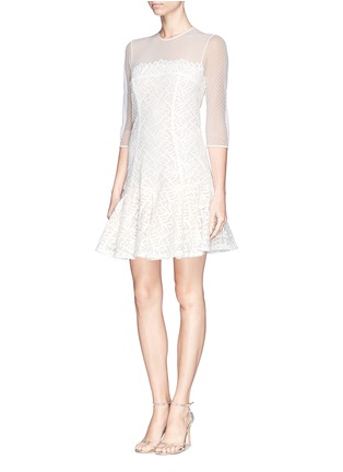 Figure View - Click To Enlarge - SANDRO - Mesh Swiss dot guipure lace flare dress