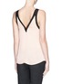 Back View - Click To Enlarge - SANDRO - Mesh V-neck trim charmeuse top