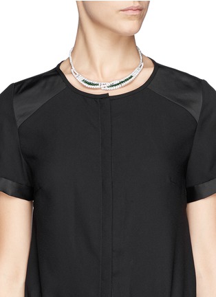 Figure View - Click To Enlarge - CZ BY KENNETH JAY LANE - Cubic zirconia crescent collar necklace
