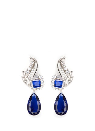 Main View - Click To Enlarge - CZ BY KENNETH JAY LANE - Leaf foliage pear cut cubic zirconia drop earrings
