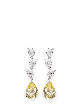 Main View - Click To Enlarge - CZ BY KENNETH JAY LANE - Foliage pear cut cubic zirconia drop earrings