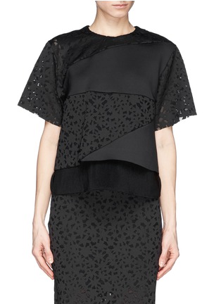 Main View - Click To Enlarge - MO&CO. EDITION 10 - Floral cutout neoprene top