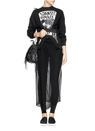 Figure View - Click To Enlarge - MO&CO. EDITION 10 - Asymmetric silk chiffon skirt with leggings