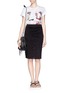 Figure View - Click To Enlarge - MO&CO. EDITION 10 - Floral cutout pencil skirt