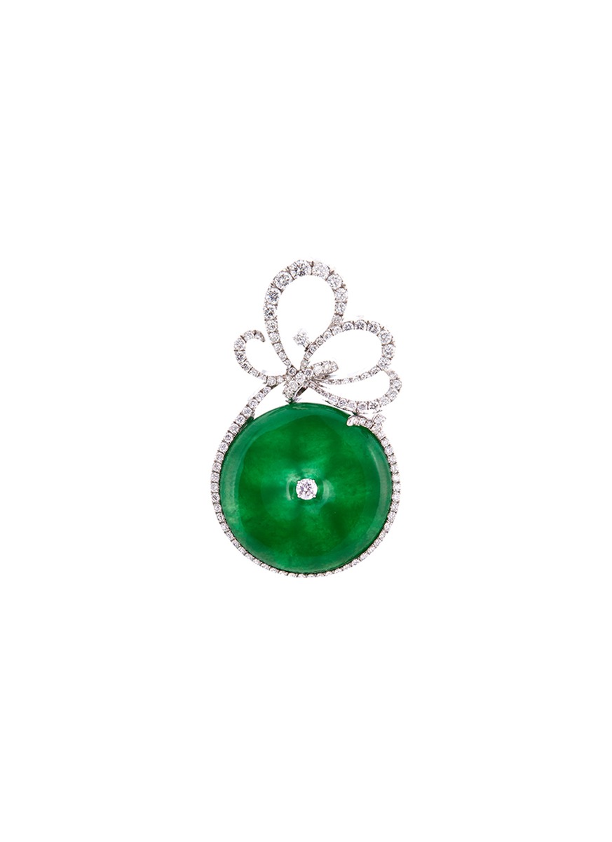 Diamond jade cutout swirl pendant