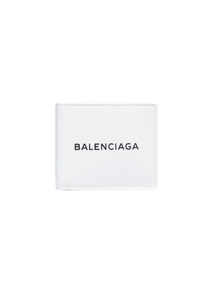 BALENCIAGA Everyday品牌名称小牛皮拼接小羊皮折叠钱包
