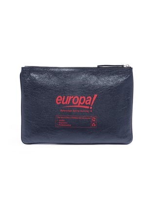 Main View - Click To Enlarge - BALENCIAGA - 'Supermarket' print crinkled leather pouch
