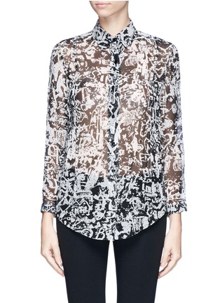 Main View - Click To Enlarge - CARVEN - 'Chemise' engraving print silk shirt