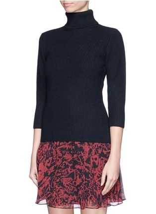 Front View - Click To Enlarge - CARVEN - Merino wool rib knit turtleneck