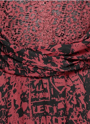 Detail View - Click To Enlarge - CARVEN - Engraving print wrap front silk dress
