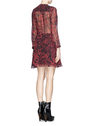 Back View - Click To Enlarge - CARVEN - Engraving print wrap front silk dress